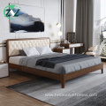 Apartment Solid Wood Frame Leather Backrest Household Bed